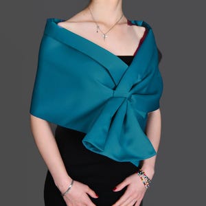 Wedding Evening Shawl Wrap, Wrap Stole, Formal Pull Through, Hands-Free Shoulder Wrap, Petrol Blue, Teal Green