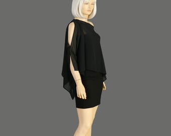 Chal de gasa de lujo, bolero, capa de boda, capa de novia, chales de gasa para vestidos de noche, color negro
