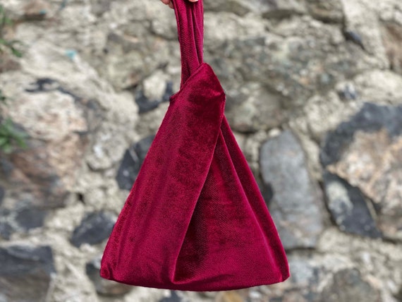 Japanese Knot Bag Purse Style With Square Bottom in Velvet Prom