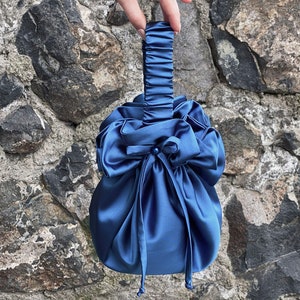 Satin Purse Bag, Cocktail Party Bag, Simple Elegant Bag, Evening Bag, Blue, Royal Blue ,Cerulean Blue