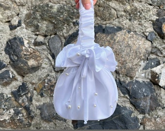 Bolso de novia blanco con cuentas de marfil, bolso de mano para boda, bolso de noche,