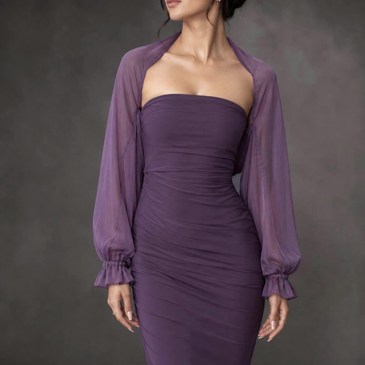grey and purple combination dress Gray purple contrast color dress