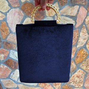 Velvet Evening Wedding Prom Purse bag, Small Handbag Bag, Wedding Bag, Navy Blue Color