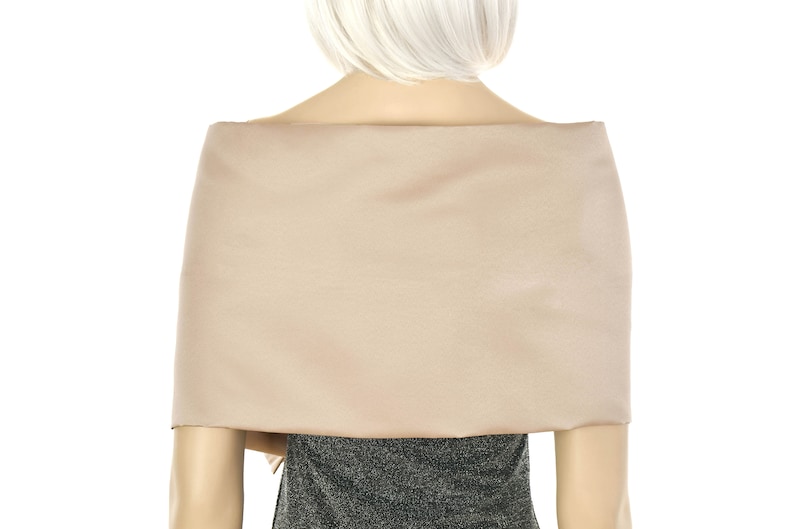 Shawl Wrap, Evening Wrap, Stole Shawl Wrap Shrug, Formal pull through dress cover up, Hands free shoulder wrap, Beige image 5