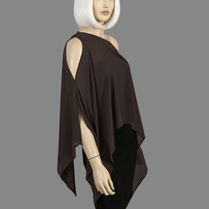 Luxurious Chiffon Shawl Wrap Bolero, Wedding Capes Bridal Capelet Chiffon Shrug Shawls Wraps for Evening Dress, Dark Brown, Chocolate Brown