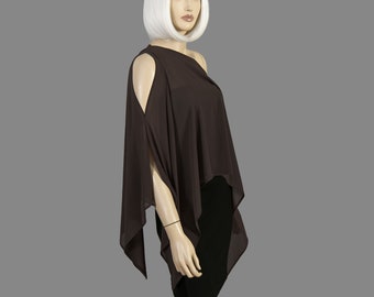 Luxurious Chiffon Shawl Wrap Bolero, Wedding Capes Bridal Capelet Chiffon Shrug Shawls Wraps for Evening Dress, Dark Brown, Chocolate Brown