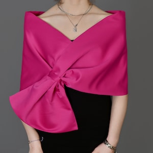 Wedding Evening Shawl Wrap, Evening Wrap Stole, Formal Pull Through, Dress Cover Up, Hands Free Shoulder Wrap, Fuchsia Color