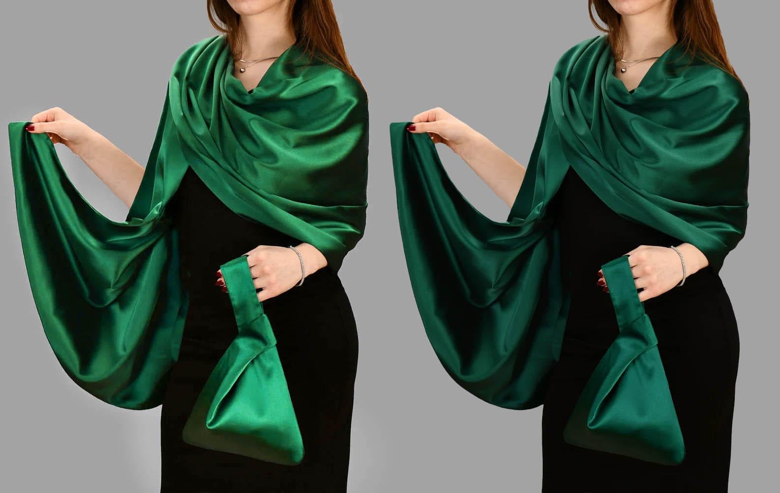green emerald velvet dress Fortuna - Silk Scarf/Shawl for Women main image 0