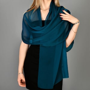 Teal Blue Lightweight Summer Shawl Wrap, Bridesmaid Shawl Wrap, Petrol Blue, Cerulean, Duck Blue,Teal Blue