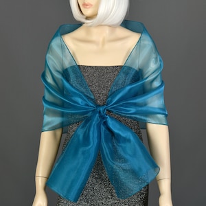 Teal, Organza Shawl Wrap Bolero Summer Spring Wedding, Evening Stole, COLOR Option Available