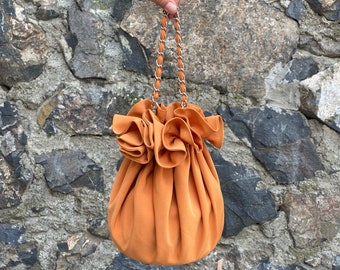 Evening Prom Purse bag,Knot Bag Purse Satin Wedding,Simple Elegant Bag, Evening Dress, Orange-Color option