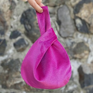 Japanese Knot Bag Purse Velvet Wedding, Special Occasion, Simple  Elegant Bag, Evening Dress, Fuchsia