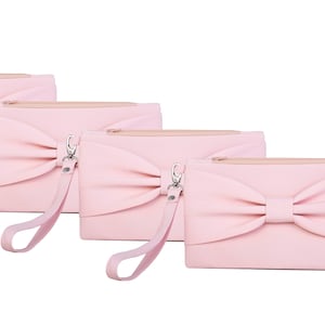 Blush Pink Bridesmaid Clutches, Bow Wristlet Bridesmaid clutch, Evening Clutch, Occasion Clutch Bag, Pale Pink, Blush Pink