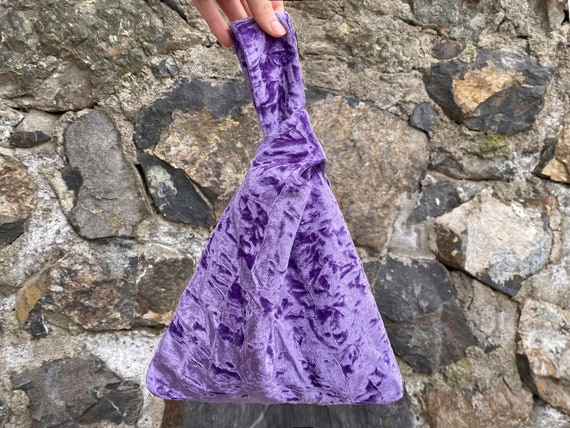 Japanese Knot Bag Purse Velvet Wedding, Prom Purse, Special Occasion,  Simple Elegant Bag, Evening Dress, Lilacs Lavender Color