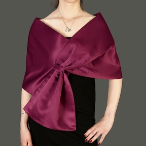 Wedding Evening Shawl Wrap, Wrap Stole, Formal Pull Through, Dress Cover Up, Hands-Free Shoulder Wrap, Burgundy, Maroon, Wine Color