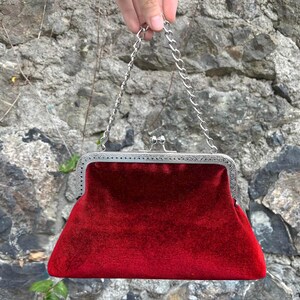 Bolso de noche tipo sobre, bolso de mano de terciopelo con marco de beso