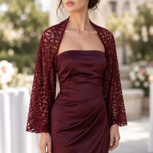 Burgundy Sheer Dress Topper