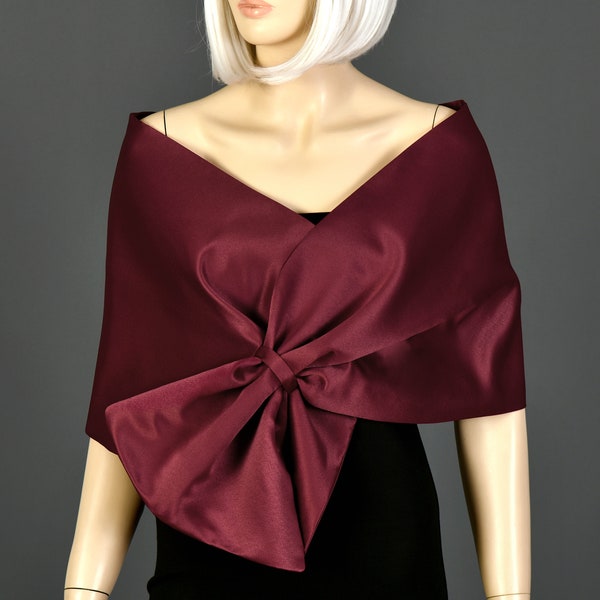 Shawl Wrap, Evening Wrap, Stole Shawl Wrap Shrug, Formal pull through dress cover up, Hands free shoulder wrap, Bordeaux