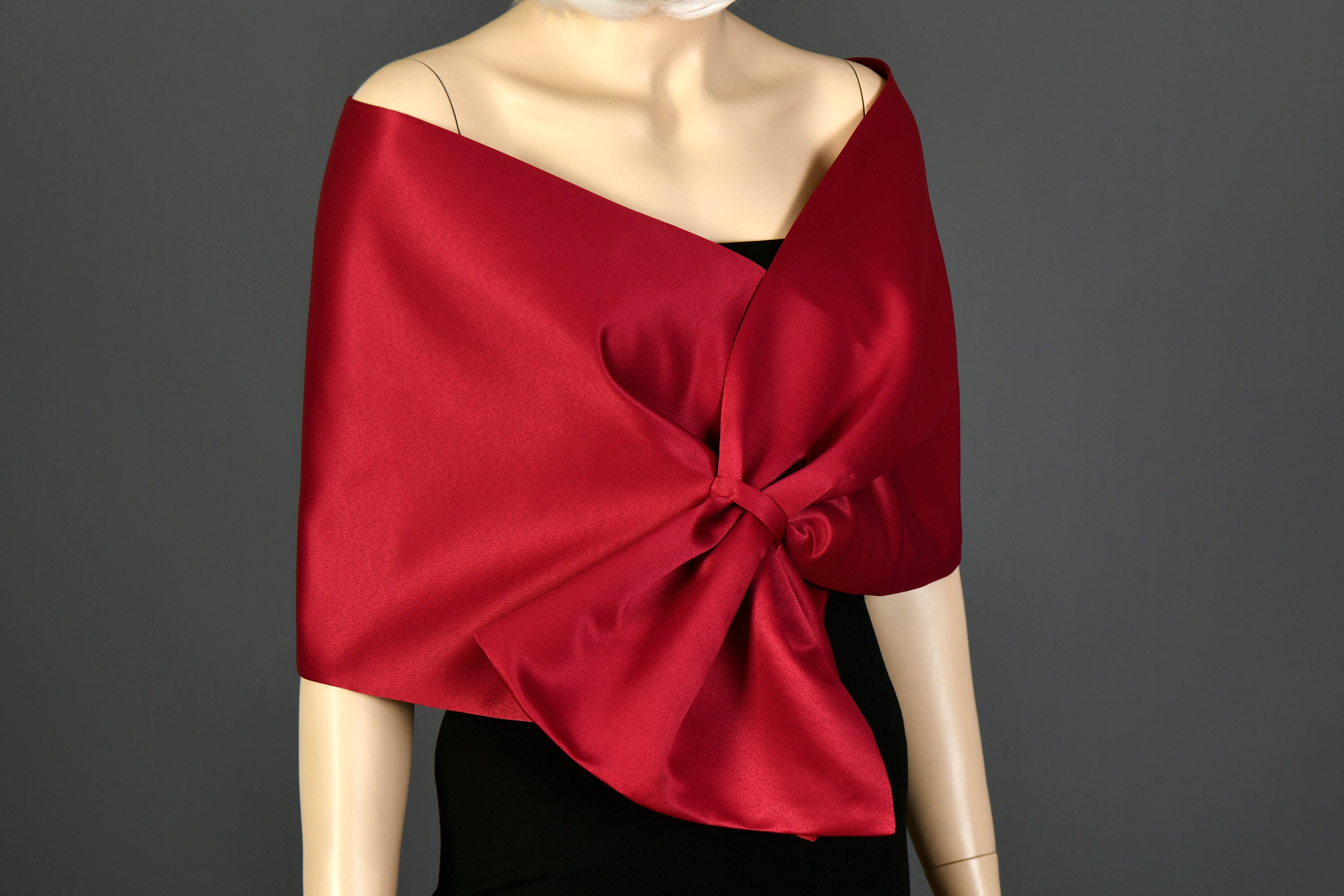 Red Evening Wrap, Formal Hands Free Shawl, Mother Of The Bride Dress Cover Up, Pull through Shoulder Wrap, Red Red Evening Wrap, Formal Hands Free Shawl, Mother Of The Bride Dress Cover Up, Pull through Shoulder Wrap, Red