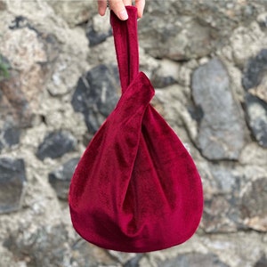 Japanese Knot Bag Purse Velvet Wedding, Prom Purse, Special Occasion, Simple  Elegant Bag, Evening Dress Red-Color Option