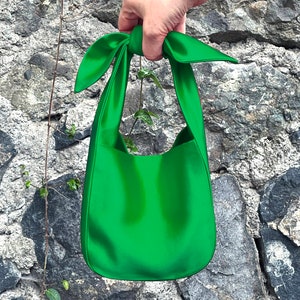 Evening Wedding Purse Bag, Wedding Bag, Evening Bag, Japanese Knot Bag, Furoshiki Bag, Kelly Green Color