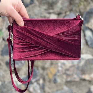 Wein Samt Kleine Abend Geldbörse Schultertasche Mit Griff - COLOR OPTION