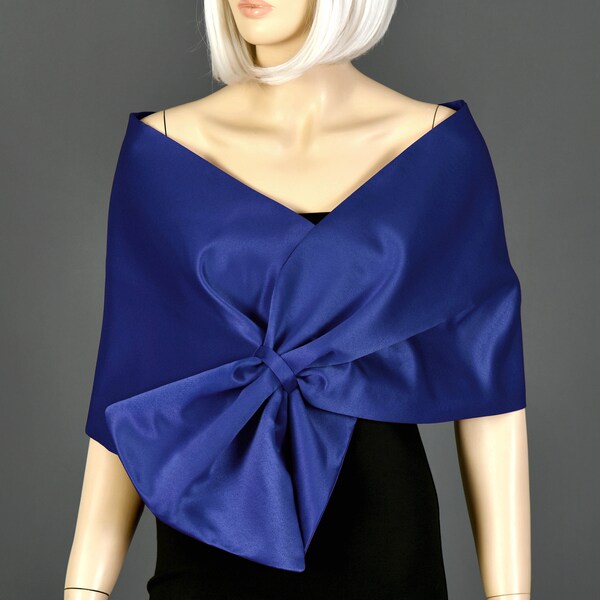 Evening Wrap, Formal Hands Free Shawl, Mother Of The Bride Dress Cover Up, Pull through Shoulder Wrap, Deep Royal Blue