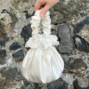 Helles Ivory Hochzeit Beutel Handtasche, Brautjungfer Clutch Tasche, Braut Handtasche Tasche, Satin Einfache kleine Elegante Tasche, Abendtasche
