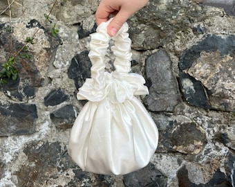 Brautjungfer Clutch Tasche, Braut Geldbörse Tasche, Satin Einfache Kleine Elegante Tasche, Abendtasche, Elfenbein Farbe