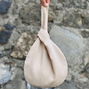 Light Beige Japanese Knot Bag Purse Satin Wedding, Simple Elegant Bag, Evening Dress, Mink Color Light Beige, Light Champagne, Old Lace