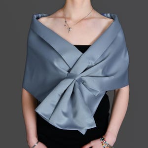 Wedding Evening Shawl Wrap,Wrap Stole, Formal Pull Through, Hands-Free Shoulder Wrap, Blue Gray, Dusty Gray, Slate Gray, Cadet Gray