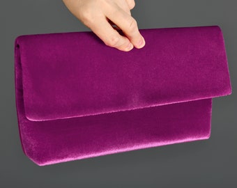 Evening Envelop Clutch Bag With Wristlet, Evening Bag, Occasion Clutch Bag, With Removable Handle, Fuchsia Hot Pink Color Option Available