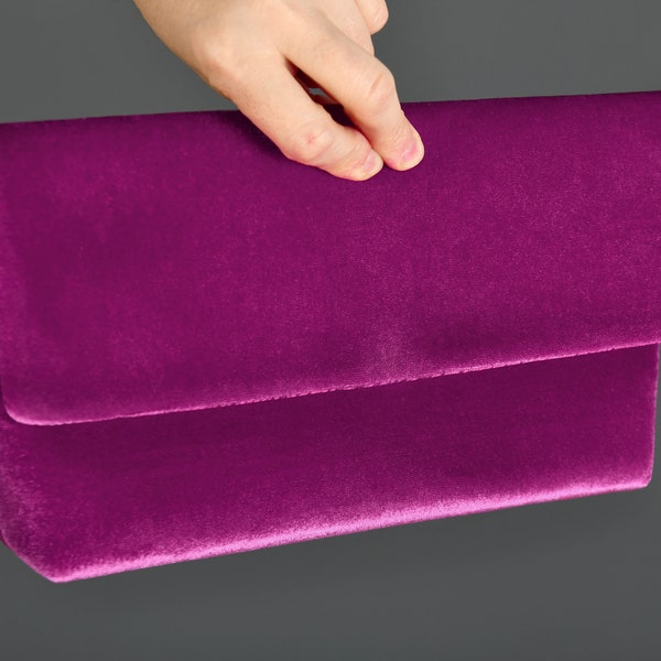 Evening Envelop Clutch Bag With Wristlet, Evening Bag, Occasion Clutch Bag, With Removable Handle, Fuchsia Hot Pink Color Option Available