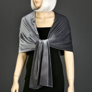 Gray Velvet Occassion Shawl, Velvet Evening  Wrap, Wedding Shawl, Warm Winter Shawl Wrap, Gray