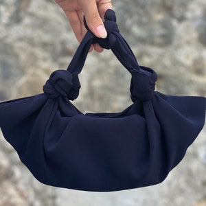 Navy Blue Small Satin EveningKnot Handbag,Small Knot Bag Satin, Special Occasion Clutch Bag, Color option