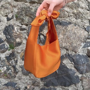 Evening Wedding Purse Bag, Wedding Bag, Evening Bag, Japanese Knot Bag, Furoshiki Bag, Orange Color