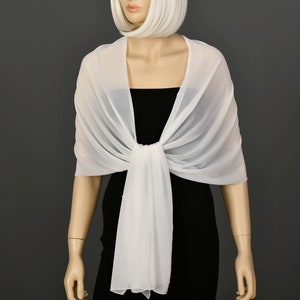 Off White Chiffon Shawl Wrap Bolero, Wedding Shrug, Extra Long Option Available