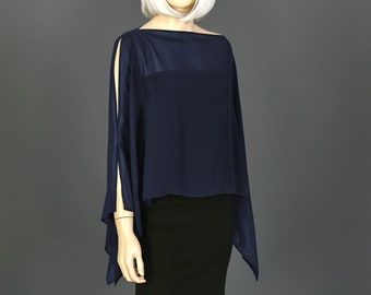 Chal bolero de gasa de lujo azul marino, capa de boda, capa nupcial, chales y chales de gasa para vestidos de noche, azul marino