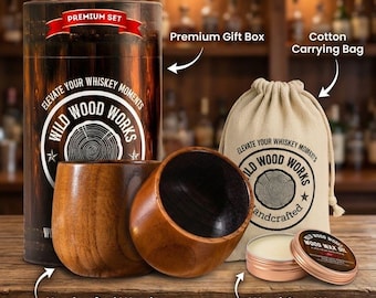 Charred Wooden Bourbon Glasses Handmade Whiskey Cup Rustic Oak Tumbler for Scotch Lovers Unique Barware Gift for Men - Mother Day Gifts