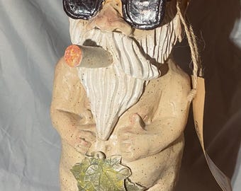 Handmade Ceramic Garden Gnome, Quirky Sculpture