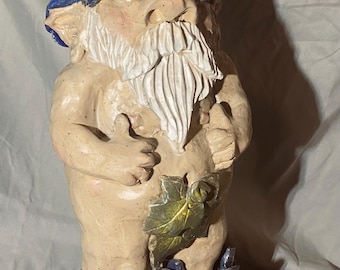 garden gnome, handmade pottery, ceramic sculpture, garden decor, pottery gnome, ceramic garden gnome, statue,  quirky gift, handmade gift