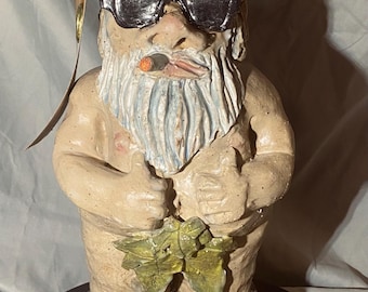 garden gnome, handmade pottery, ceramic sculpture, garden decor, pottery gnome, ceramic garden gnome, statue,  quirky gift, handmade gift