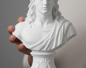 Apollo Büste Statue, Skulptur Geschenk, Antiker griechischer Gott, minimalistische Wohnkultur, Dark Academia