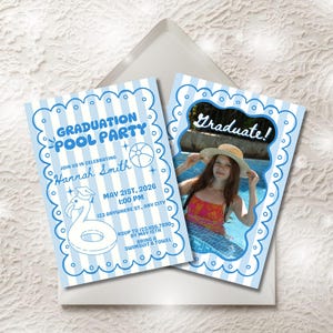 Invito per la festa di laurea "Last Splash", invito per la festa in piscina, invito di laurea con foto modificabile, festa di laurea estiva, classe 2026