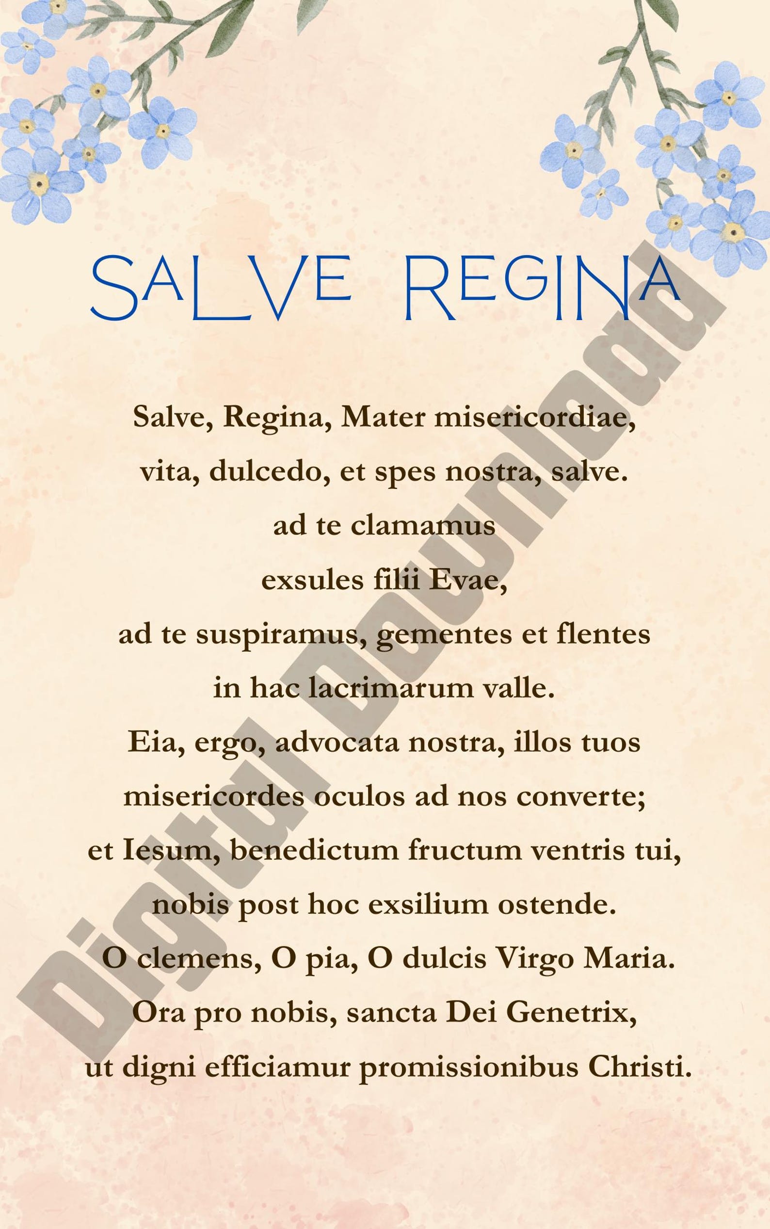 Hail Holy Queen Prayer Printable | Salve Regina in English and Latin ...