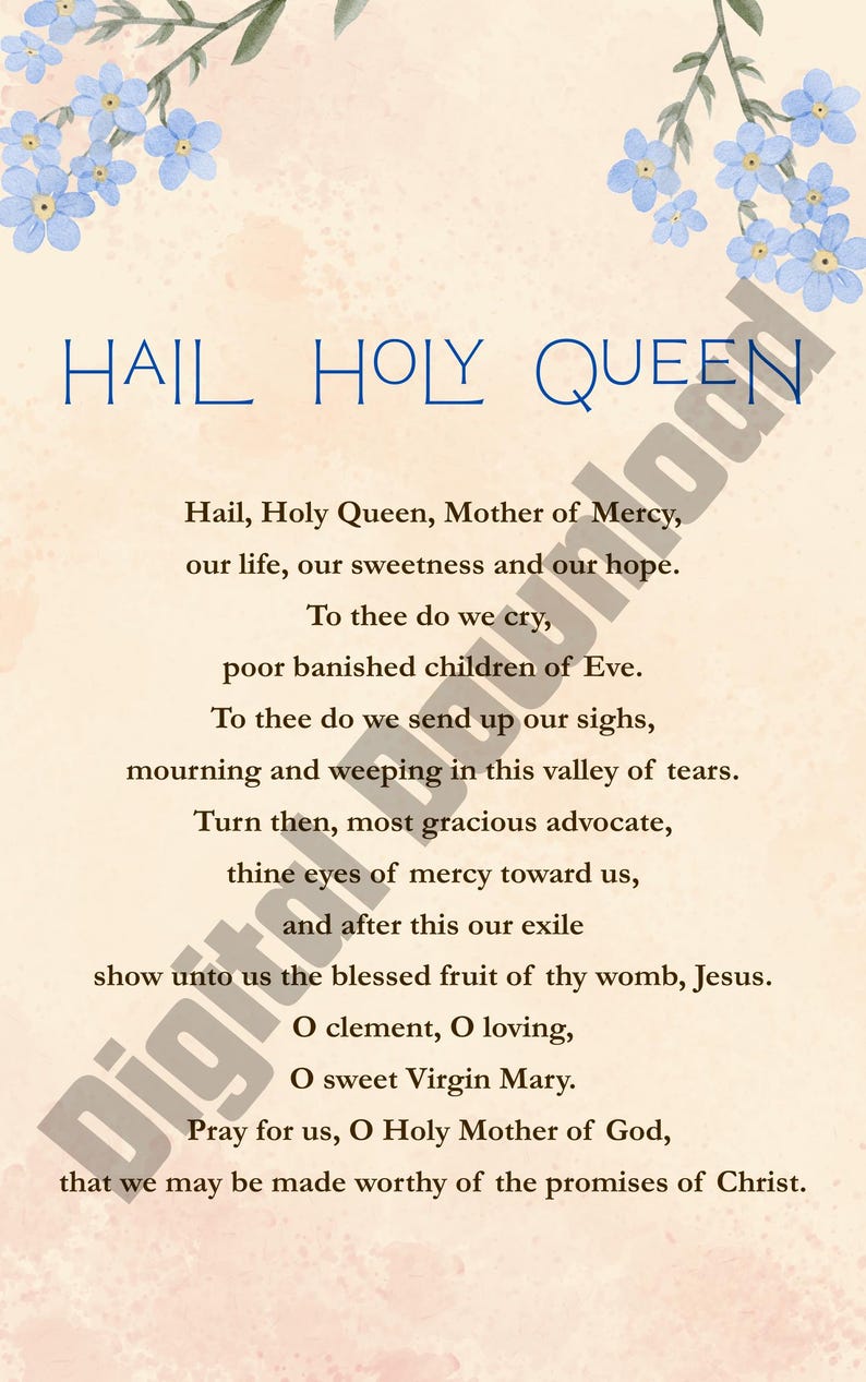 Hail Holy Queen Prayer Printable | Salve Regina in English and Latin ...