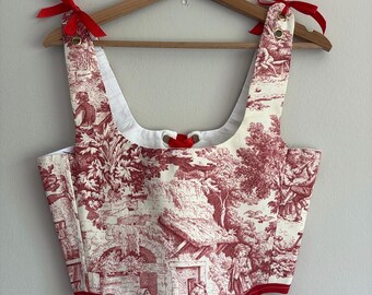 Corsetto artigianale in Toile de Jouy | Bustier Cottagecore | Corsetto Romanticcore Fatto a Mano | Top Vintage Donna
