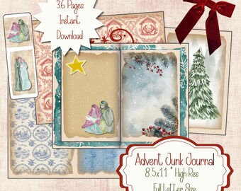 Advent Nativity Junk Journal Kit – Printable 36-Page Digital Download