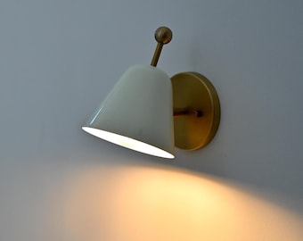 Aplique de parede artesanal em latão marfim - Luminária em estilo nórdico