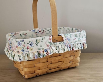 Longaberger 1994 Mother's Day Basket Handwoven Floral Liner